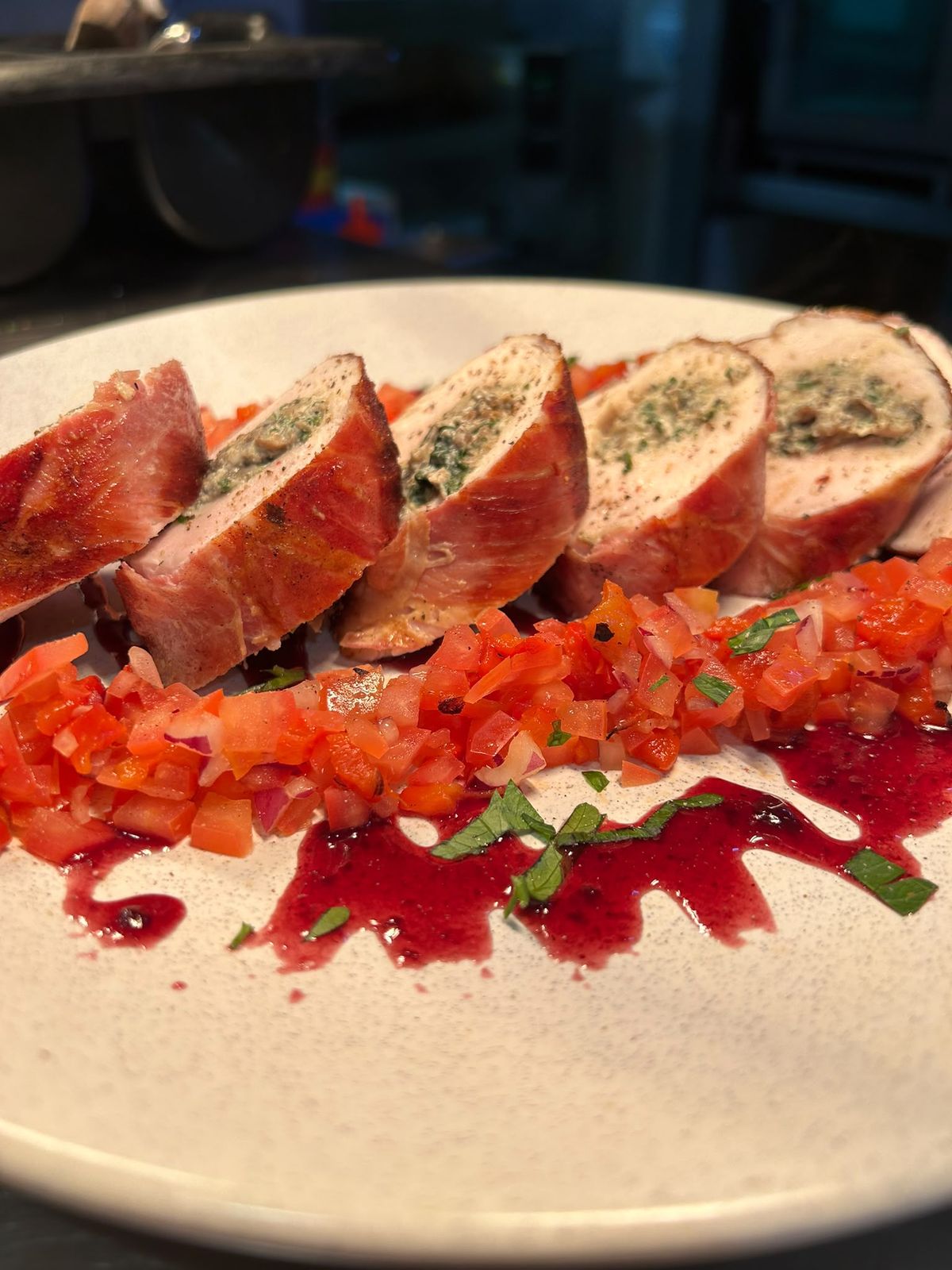 Prosciutto-wrapped chicken
